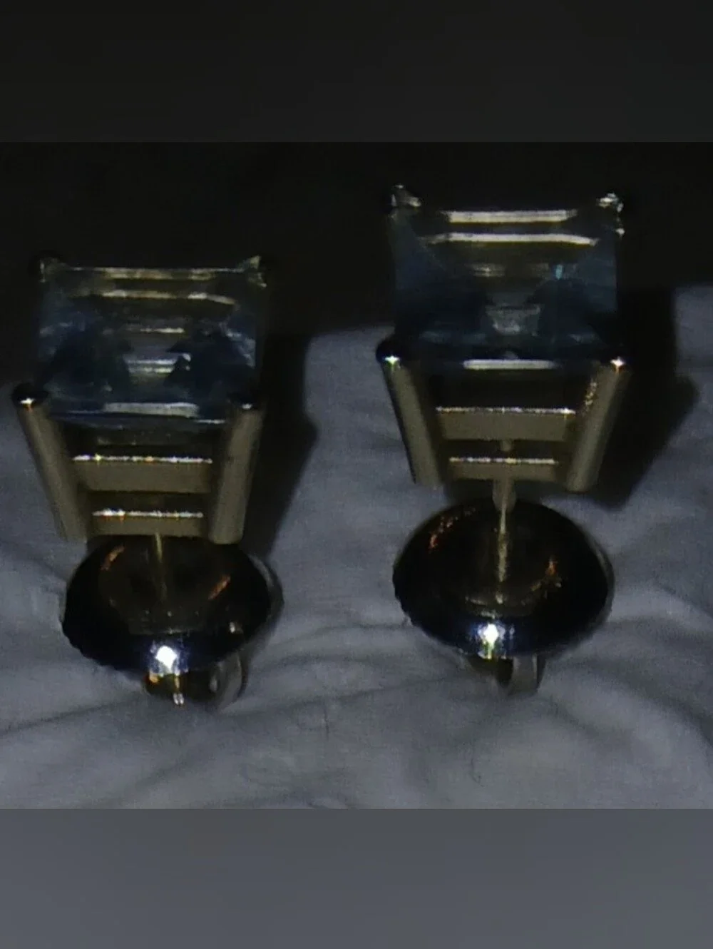 18k White Gold Princess Cut Aquamarine Earring's